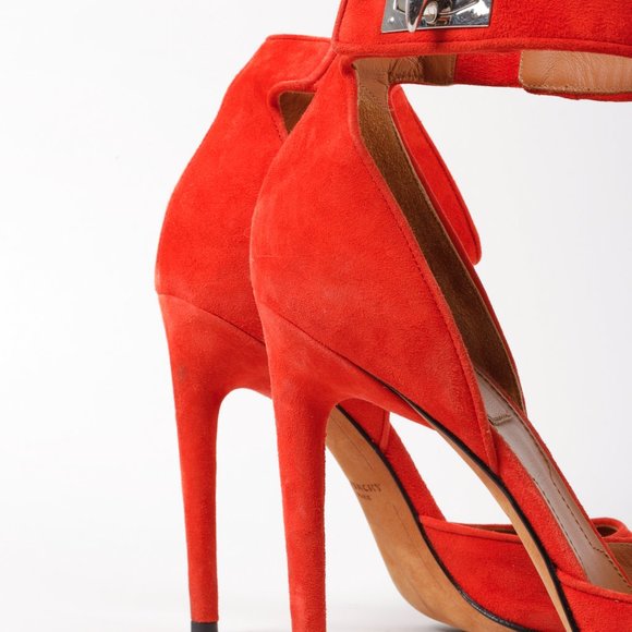 Givenchy Red Suede Shark Sandals - Picture 7 of 10